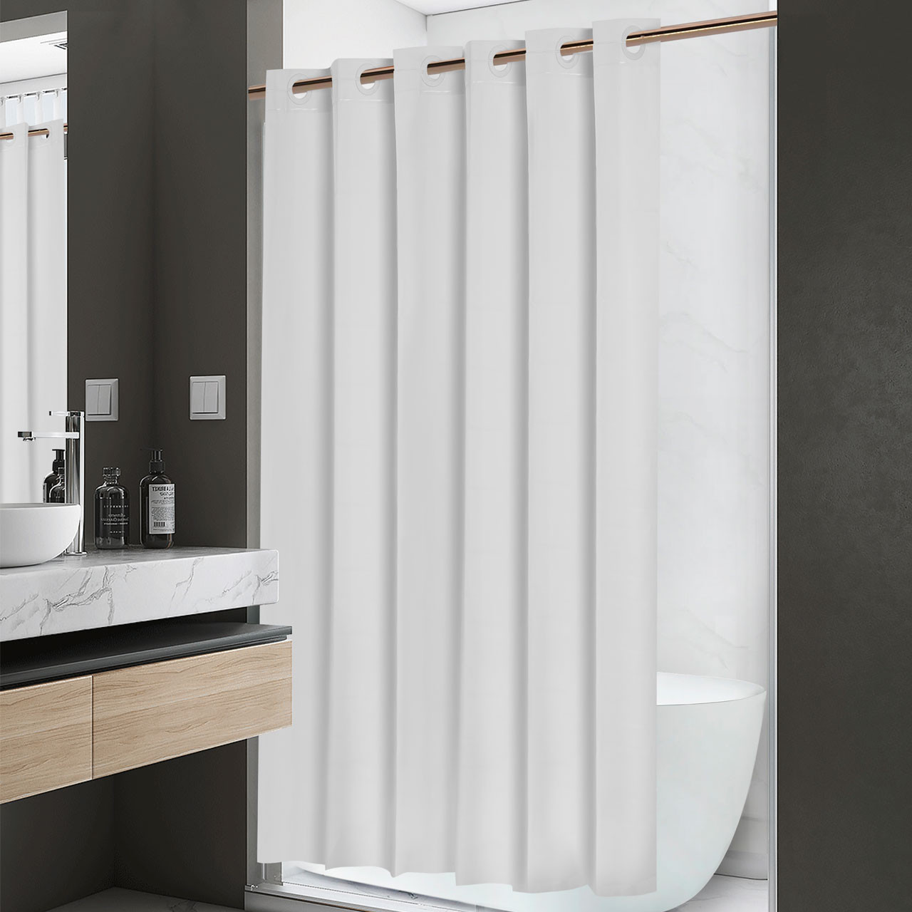 LodgMate Pre-Hooked PEVA Shower Curtains LodgMate Pre-Hooked PEVA Shower Curtains