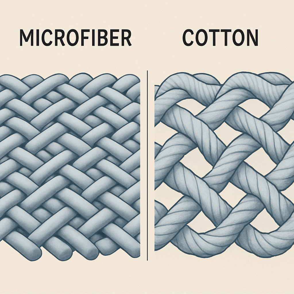 Microfiber vs Cotton Shell Depiction Microfiber vs Cotton Shell Depiction