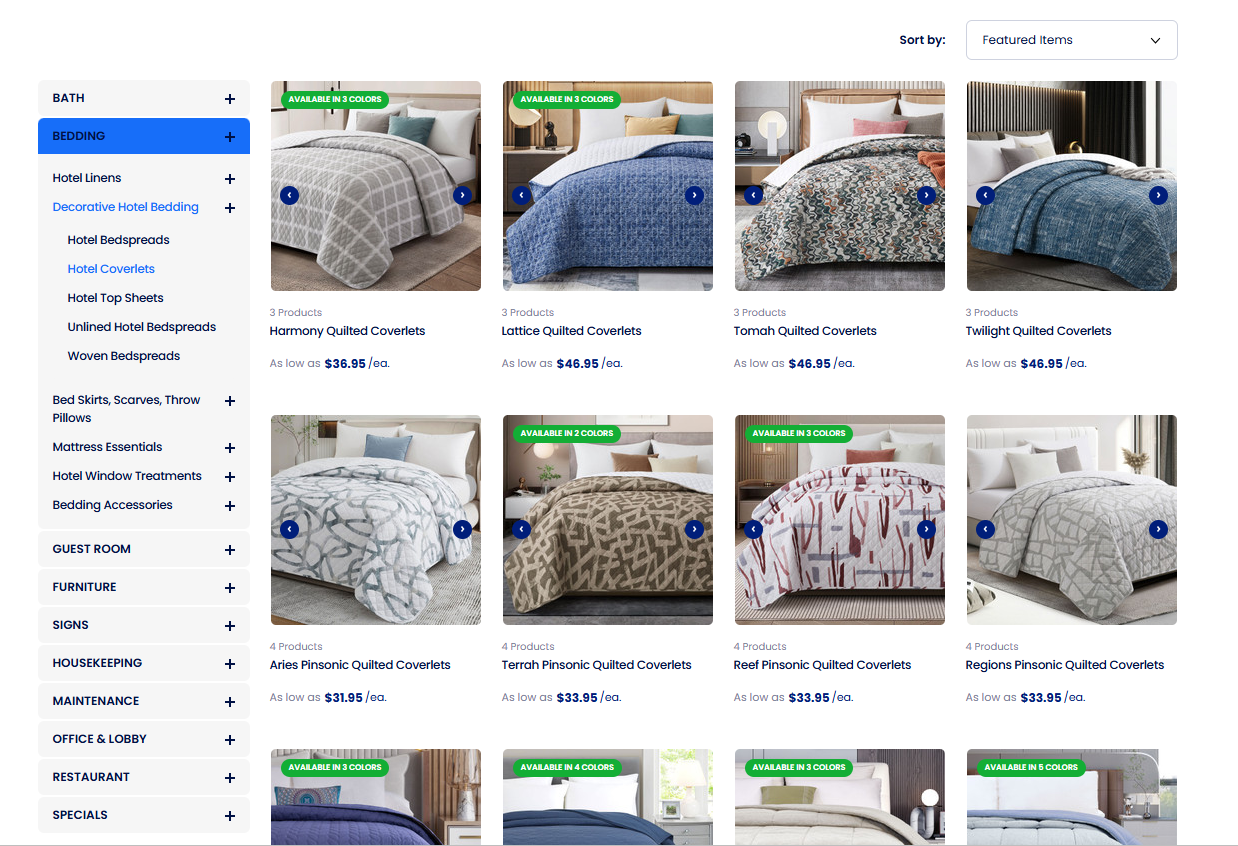 National Hospitality Hotel Coverlet Options National Hospitality Hotel Coverlet Options